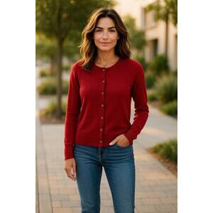Eddie Bauer Cardigan – Petite Large – Cotton/Nylon Blend – Red